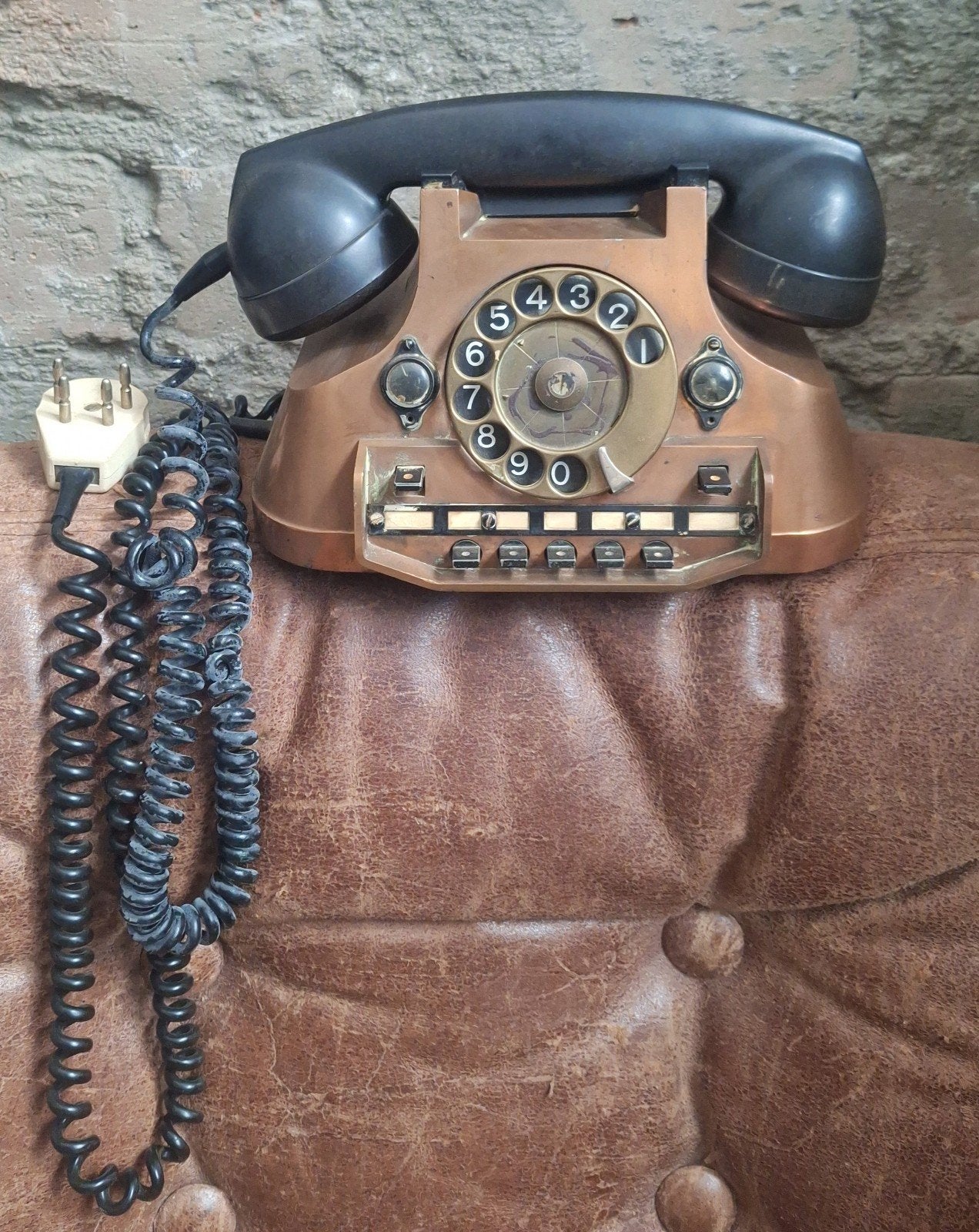 Antieke koperen telefoon, Telecommunicatie, Vaste telefoons | Niet Draadloos, Ophalen of Verzenden