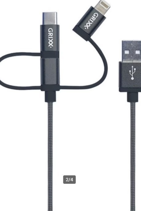 Grixx Optimum Kabel - 3in1 Micro USB/USB-C/Apple 8-pin-nieuw, USB-C, Nieuw, Ophalen of Verzenden, Oplaadkabel