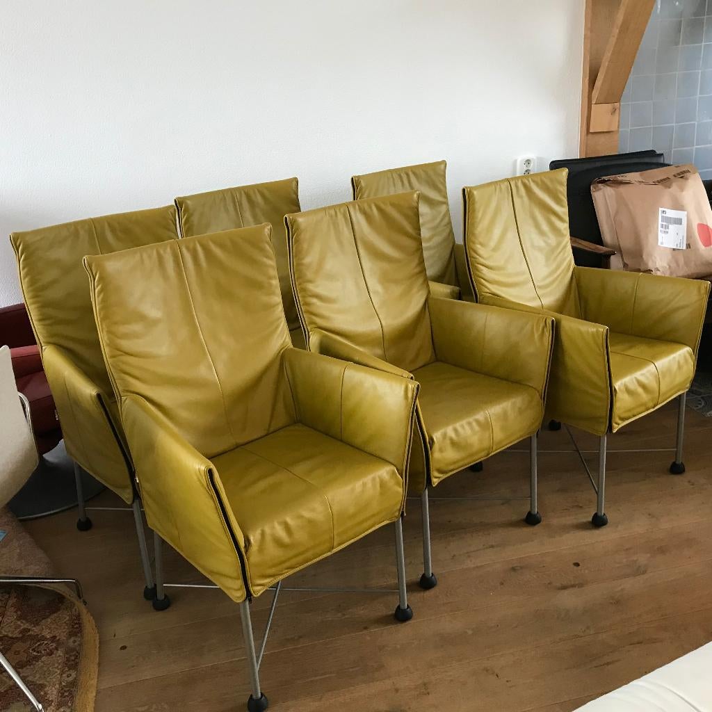 6 IZGS Montis Chaplin design stoel stoelen chairs  leer, Leer, Ophalen of Verzenden, Zo goed als nieuw, Nvt