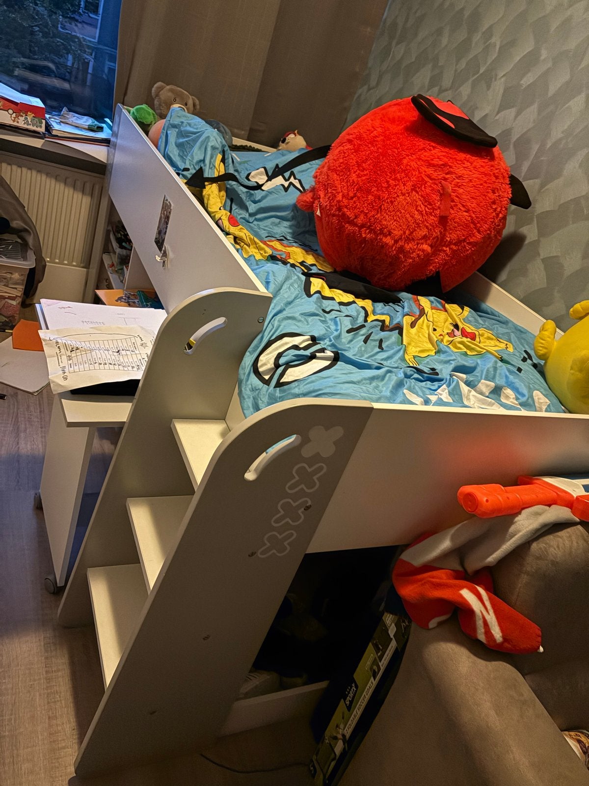 Halfhoogslaper met bureau en opbergruimte, Ophalen, Gebruikt, 90 cm, Eenpersoons