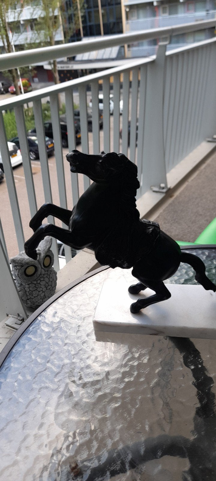 IJzeren paard op marmeren voet - 25cm hoog, Ophalen, Zoogdier, Op sokkel, Beeld