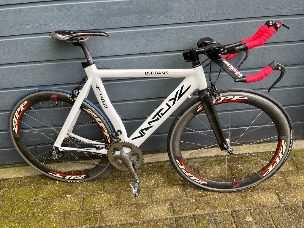 Van Tuyl VT460 Tijdritfiets, maat 53 –Zipp 404 carbon wielen, 28 inch, Gebruikt, Aluminium, 49 tot 53 cm