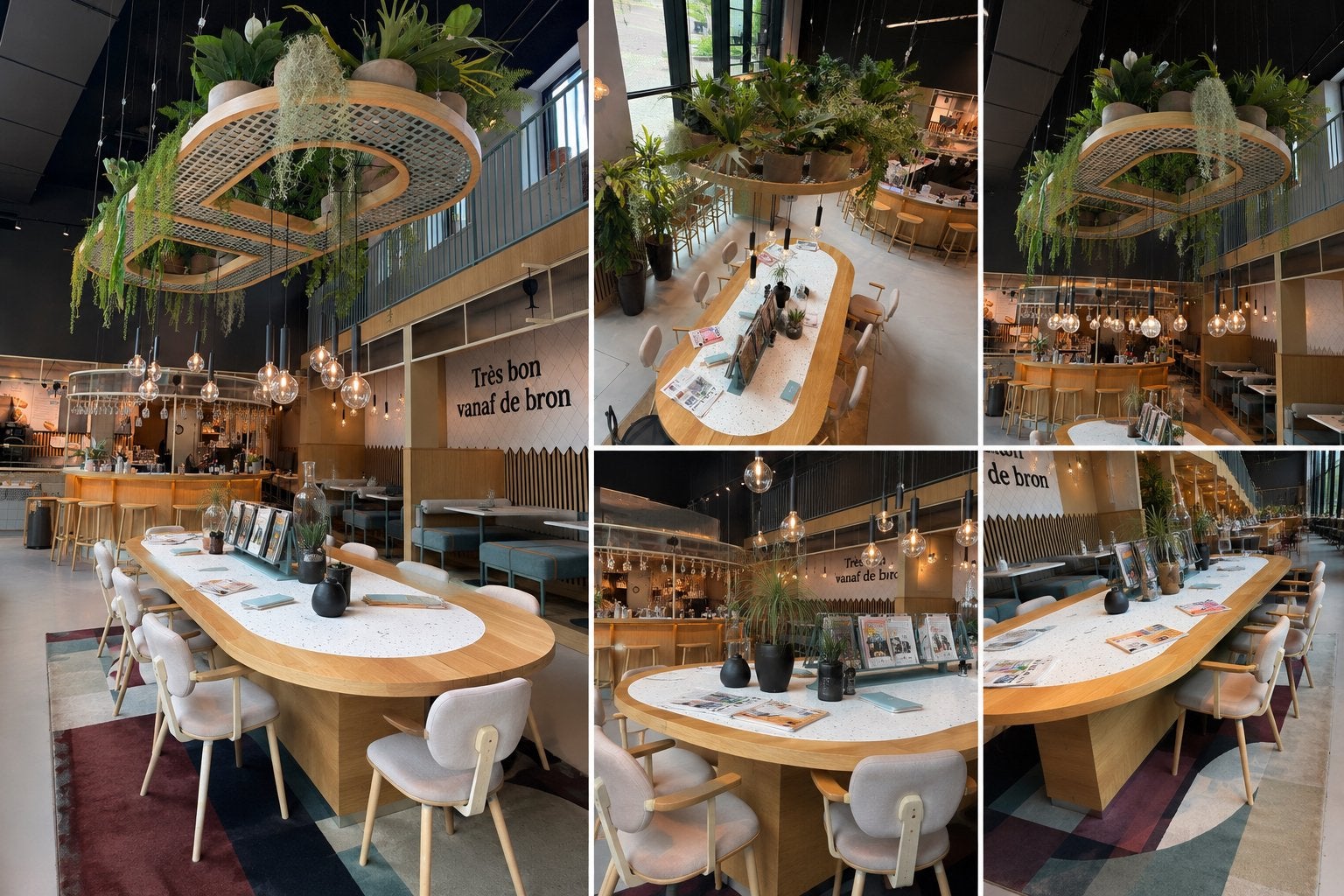 Uniek horeca-interieur: leestafel met planteninstallatie, Ophalen, Gebruikt