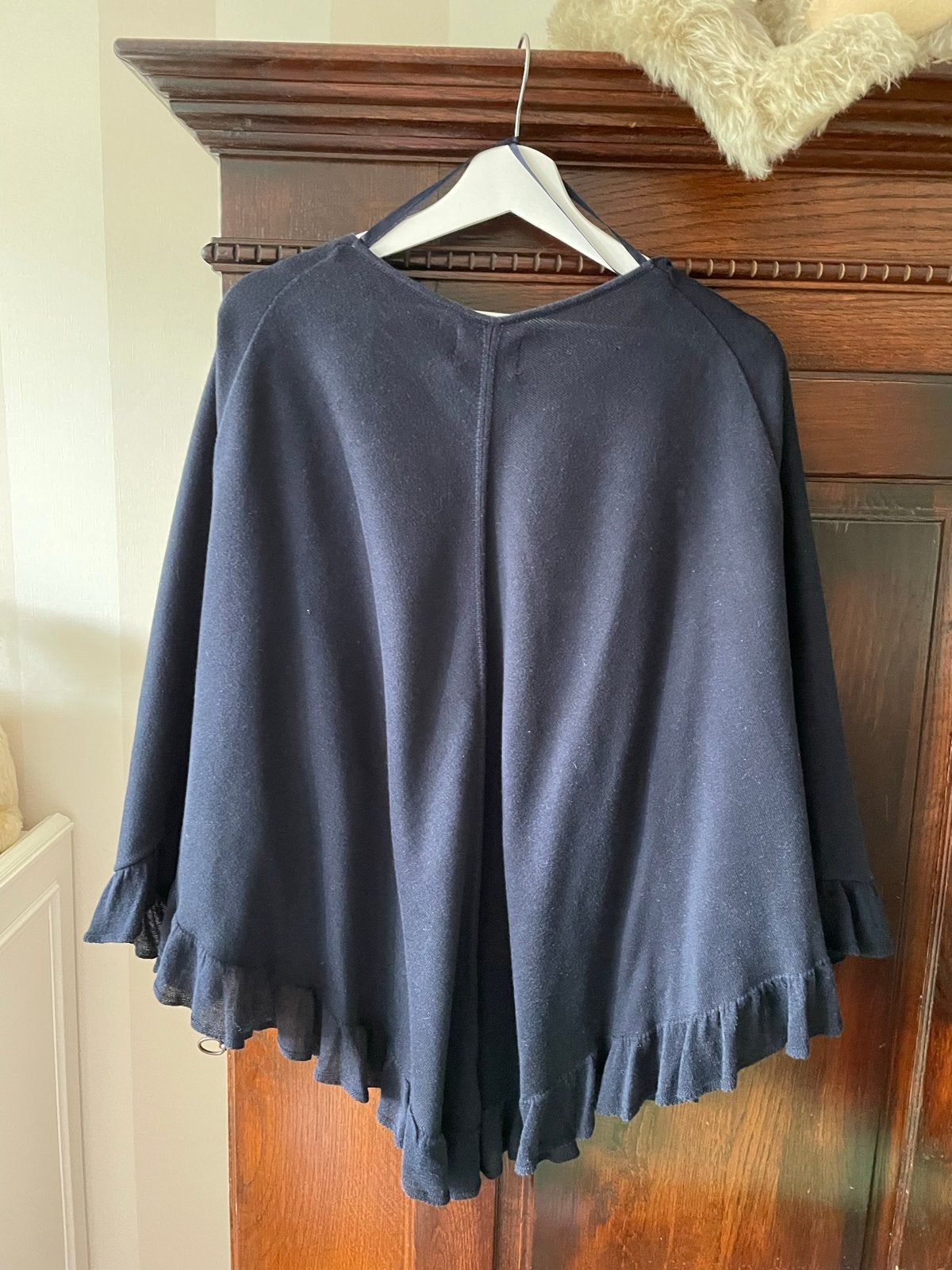 Donkerblauwe poncho met ruches - Gedragen, maat 1, Ophalen of Verzenden, Gedragen