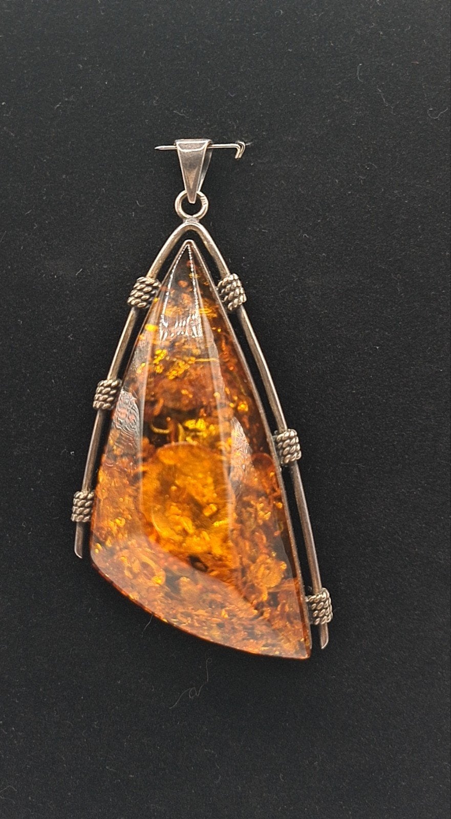 grote baltisch honing amber/barnsteen hanger 925, Ophalen of Verzenden, Zilver, Hanger
