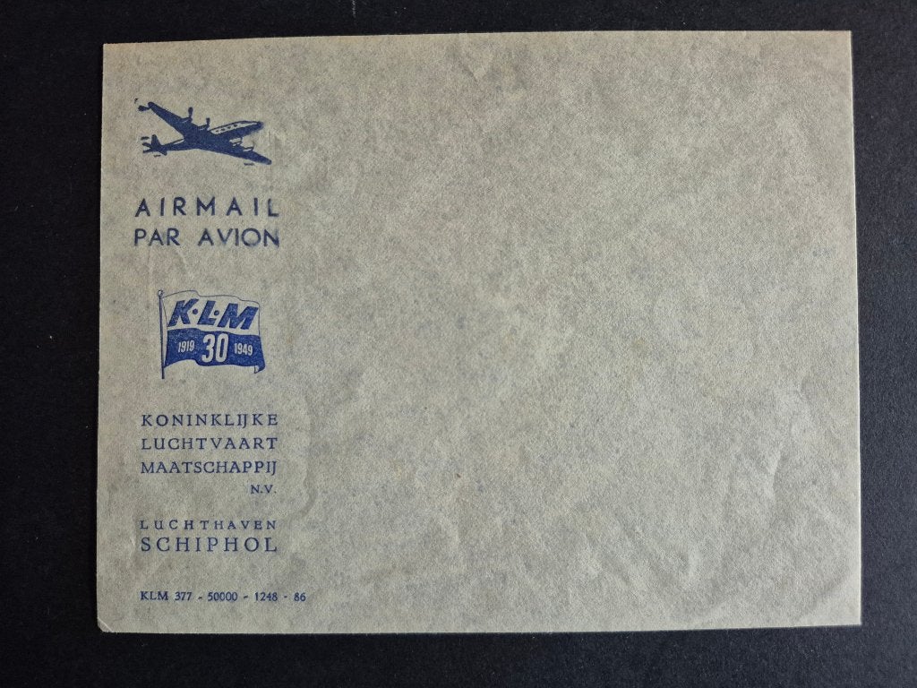 Blauwe KLM envelop 30 jaar KLM (K917), Ophalen of Verzenden, Gebruikt, Overige typen