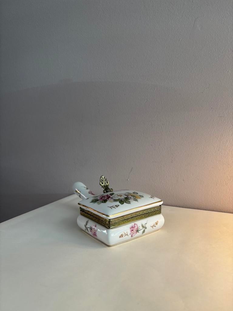 Vintage Japanse sieradendoos porselein messing, Verzenden