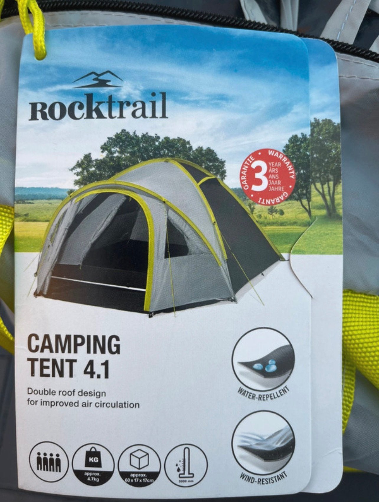 Rocktrail 4-persoons tent - Ideaal voor kamperen, Ophalen of Verzenden, Zo goed als nieuw, Tot en met 4