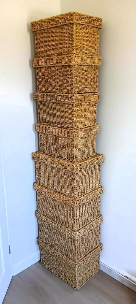 8 x Mand / manden van zeegras, Huis en Inrichting, Woonaccessoires | Schalen en Manden, Ophalen, Mand, Zo goed als nieuw, Riet