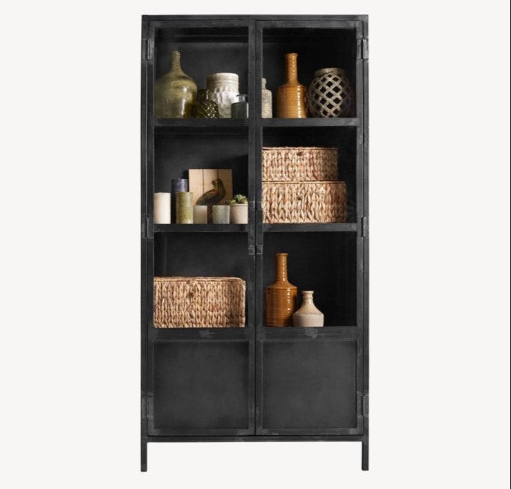 Vitrinekast CARPINO (90 CM) metaal glas, Ophalen, Nieuw, 50 tot 100 cm, Metaal