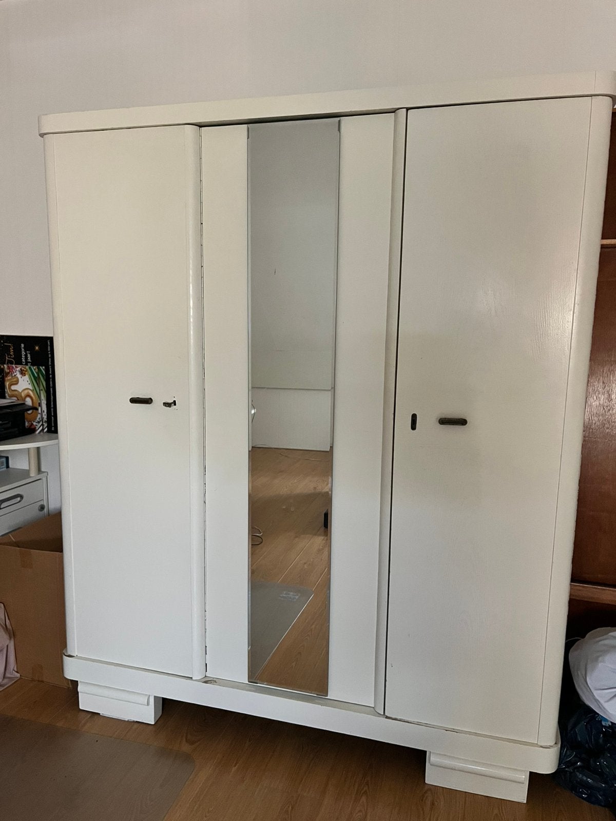 Oude degelijke linnenkast / kledingkast met spiegel, Huis en Inrichting, Ophalen, Met deur(en), Gebruikt, 150 tot 200 cm