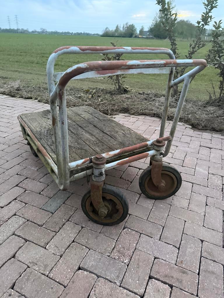 Robuuste plateauwagen / industriële handkar, Doe-het-zelf en Verbouw, Transportwagens, 100 liter of meer, Ophalen, Gebruikt, Transportkar