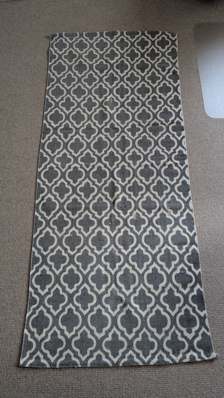 Vloerkleed 100% Katoen Grijs/wit crème, Ophalen, Gebruikt, Modern, Oosters, Geometrisch, 200 cm of meer