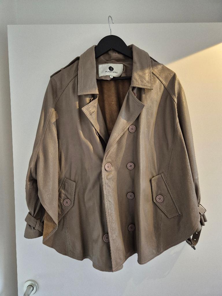 Prachtige zacht leren jasje van Alter Ego Taupe kleur, Maat 38/40 (M), Bruin, Alter ego, Nieuw