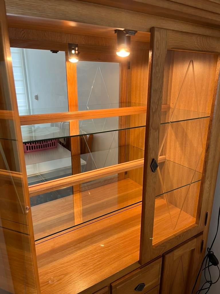 Antieke Vitrine kast eikenhout 1.00x0.38x2mtr, Antiek en Kunst, Ophalen