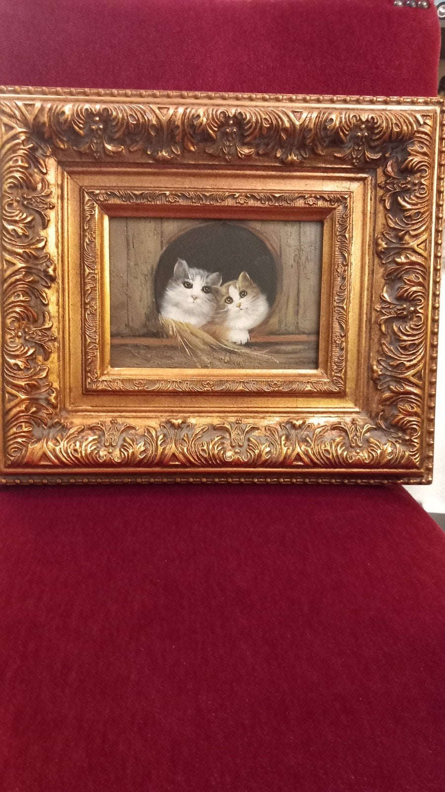 Olieverf schilderij " 2 kittens ", Antiek en Kunst, Ophalen of Verzenden