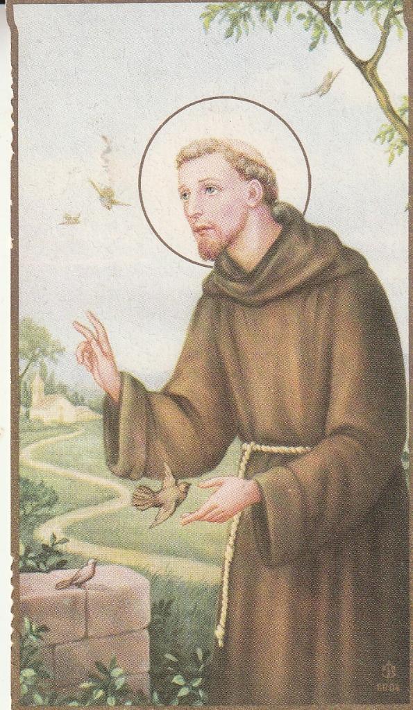 Prentje van Sint Franciscus van Assisi., Verzamelen, Ophalen of Verzenden, Zo goed als nieuw, Kaart of Prent, Christendom | Katholiek
