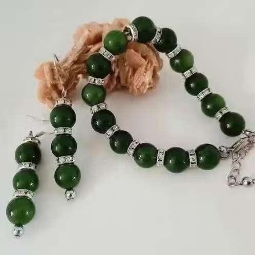 Jade Edelsteen Armband & Oorbellen Exclusief, Sieraden, Tassen en Uiterlijk, Edelstenen, Ophalen of Verzenden, Nieuw