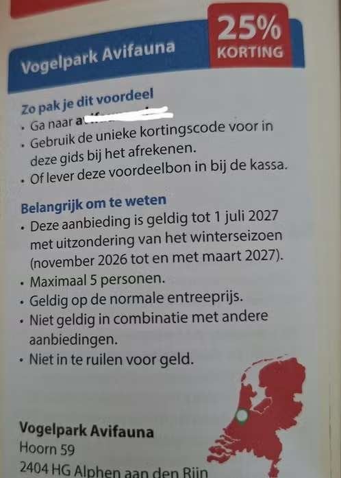 Avifauna Alphen ad Rijn 25% korting, Drie personen of meer, Ticket of Toegangskaart