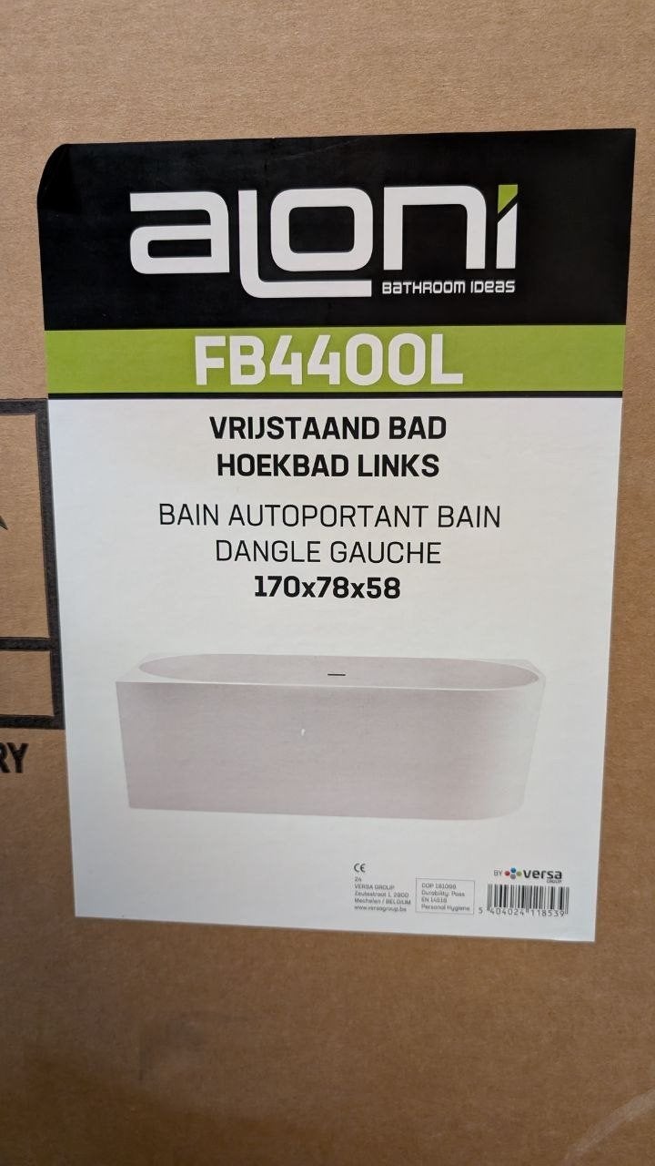 Aloni FB4400L Vrijstaand Hoekbad Links 170x78x58, Ophalen, Nieuw, Bad