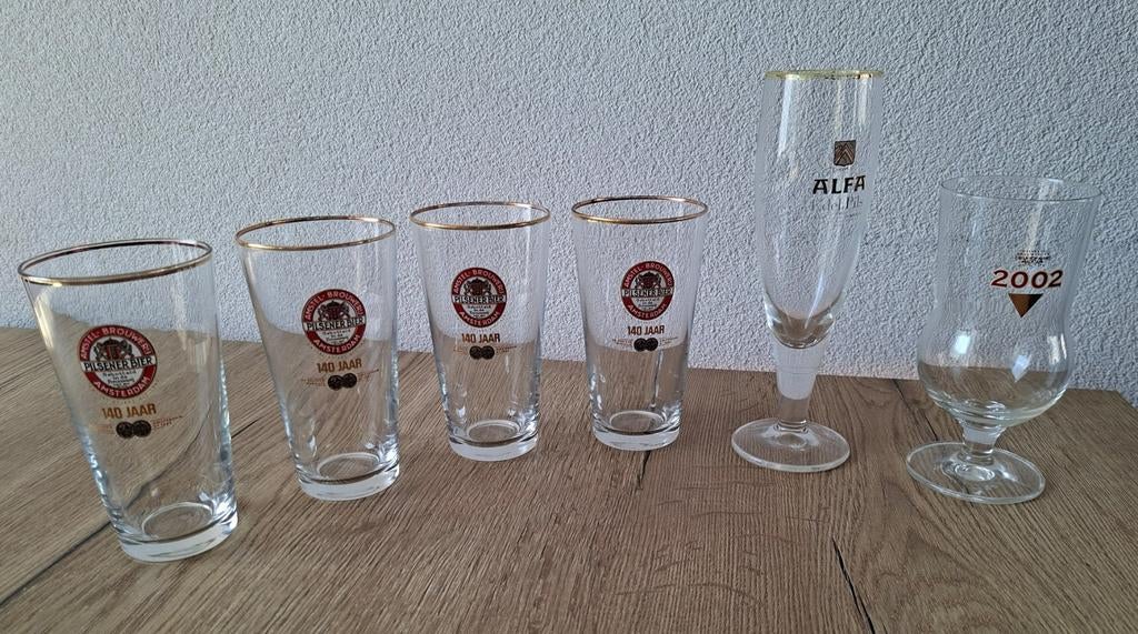 Bierglazen collectie: Amstel, Heineken 2002, Alfa Edel Pils, Verzamelen, Ophalen