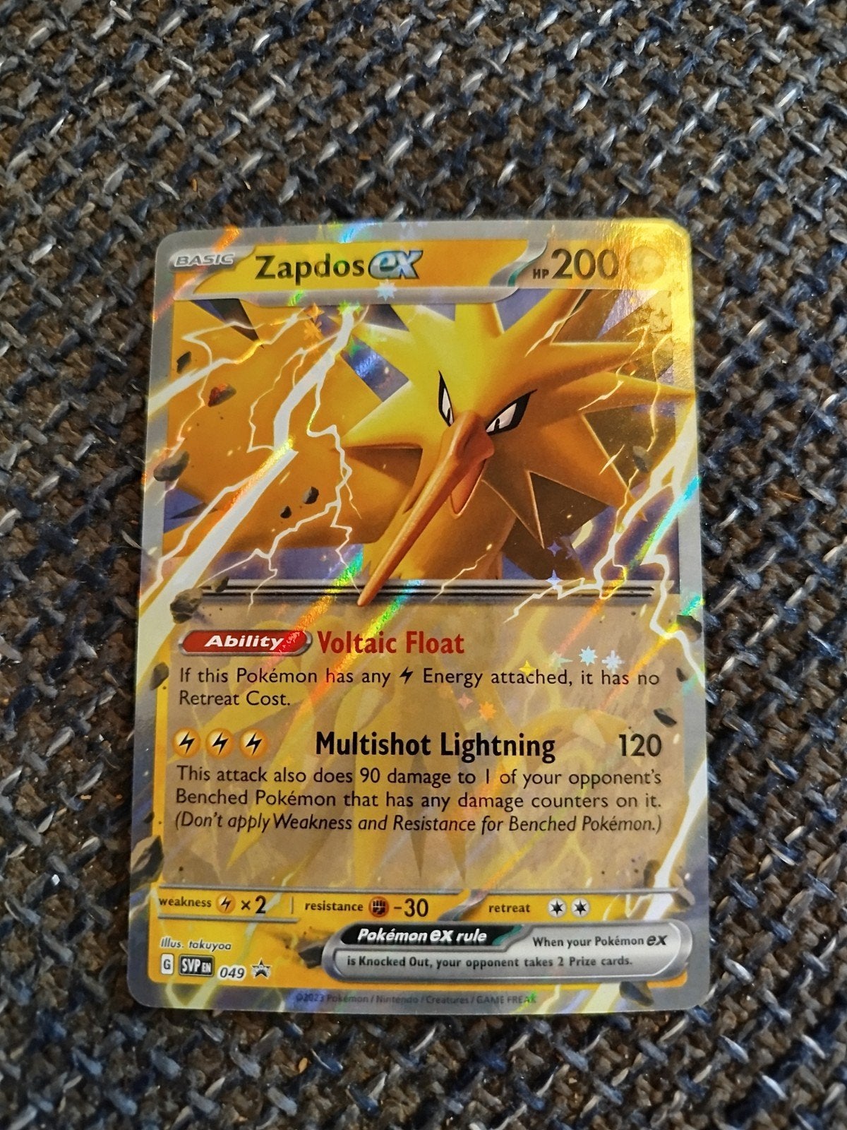 Pokémon Kaart Zapdos ex SV P 049 Full Art Promo, Ophalen of Verzenden, Zo goed als nieuw