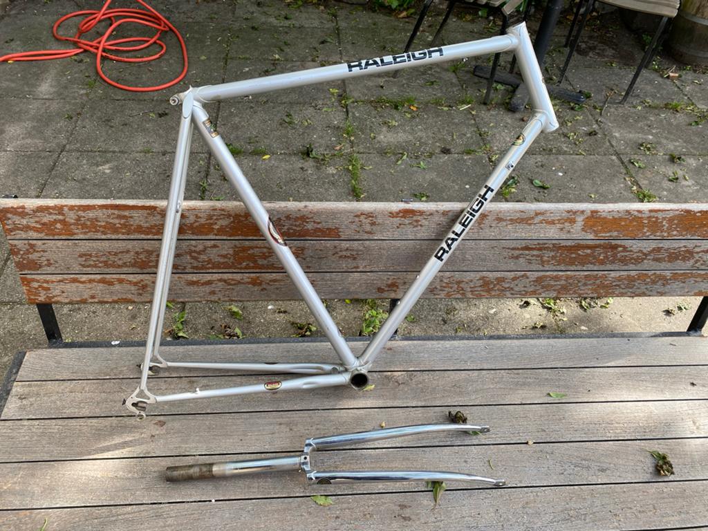 Raleigh TI SBDU frameset - 63 cm - Zilver, Fietsen en Brommers, Fietsonderdelen, Ophalen of Verzenden, Gebruikt, Racefiets, Frame