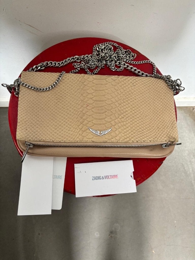 Zadig & Voltaire Rock clutch, nieuw,  labels, python print, Sieraden, Tassen en Uiterlijk, Ophalen of Verzenden, Zo goed als nieuw