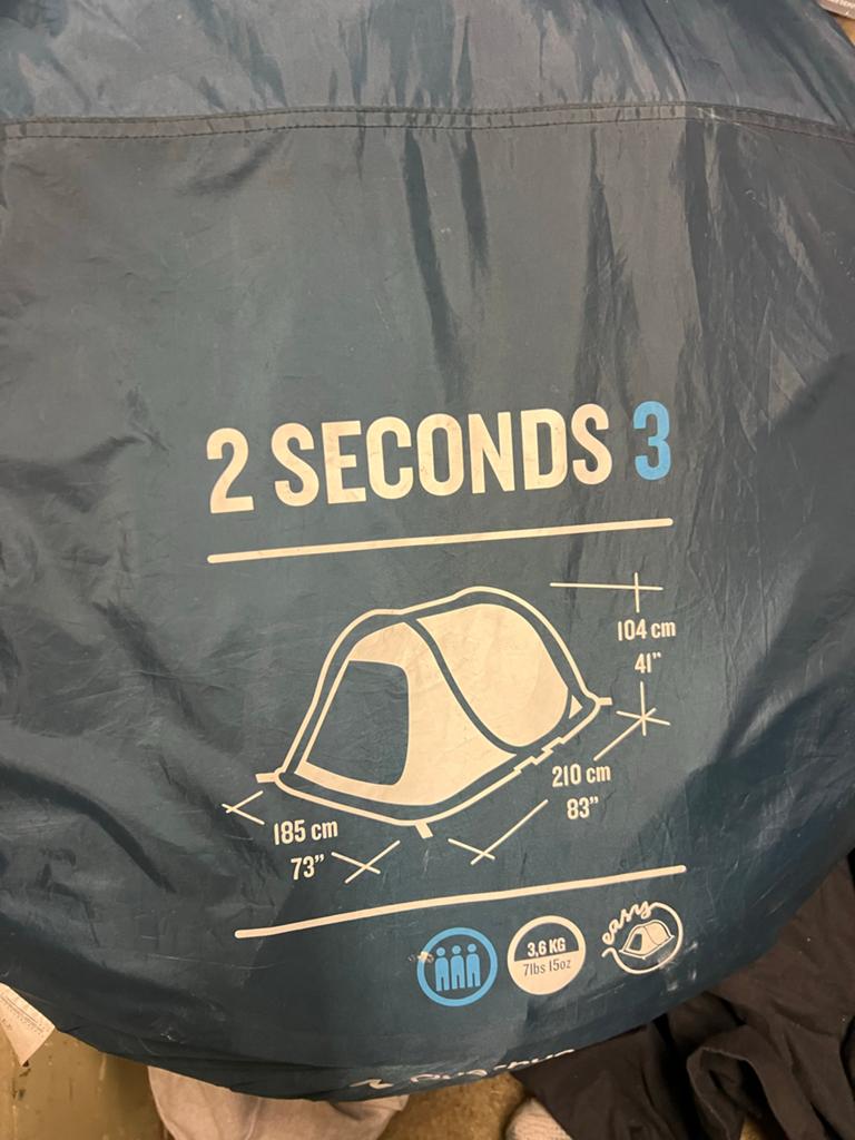 Quechua 2 Seconds 3 Persoons Pop-up Tent, Caravans en Kamperen, Tenten, Ophalen of Verzenden, Gebruikt, Tot en met 3