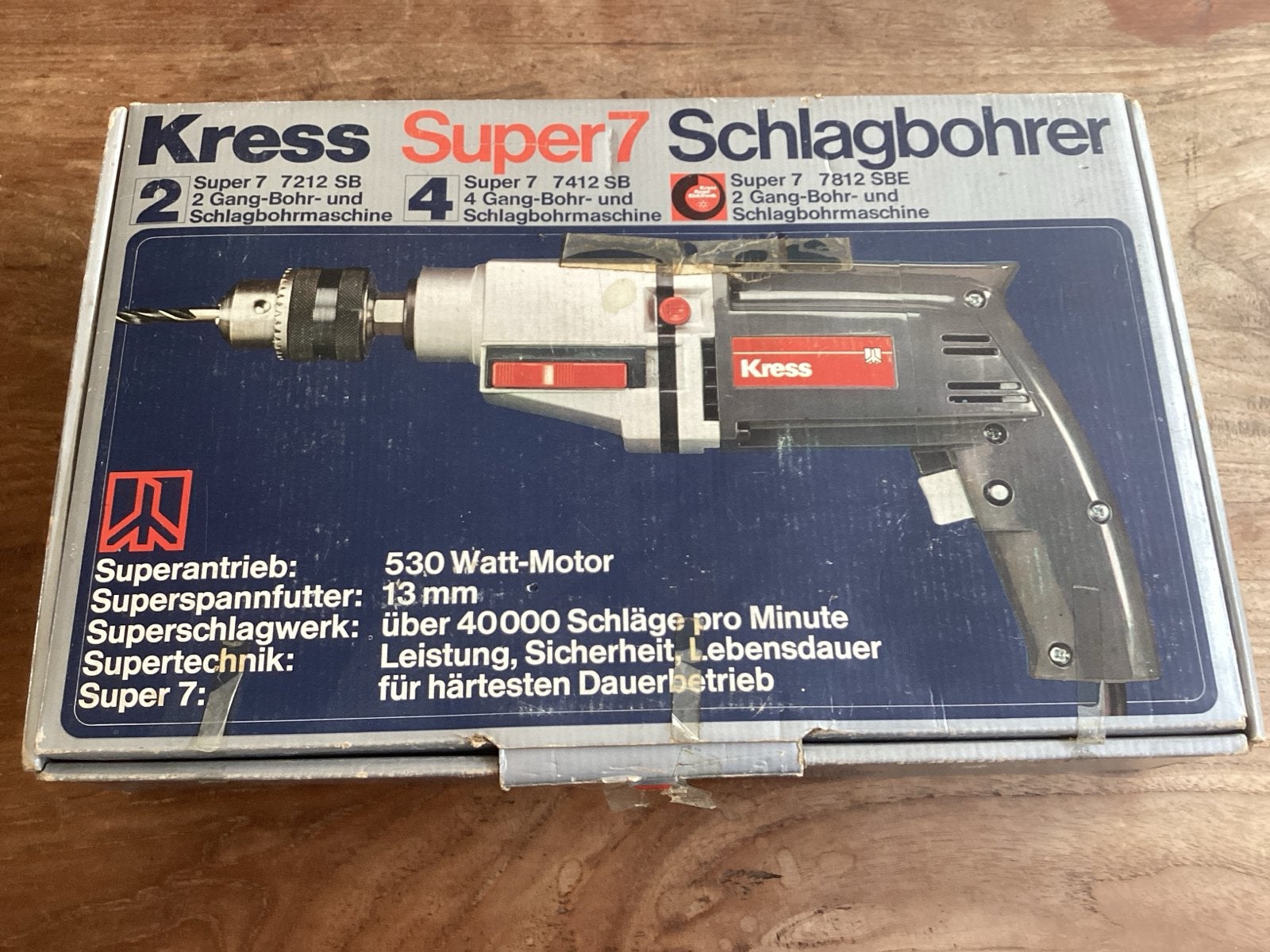 Vintage Kress Super 7 Boormachine uit 1974 - Compleet, Boormachine, Gebruikt, Ophalen of Verzenden, Klopboormechanisme