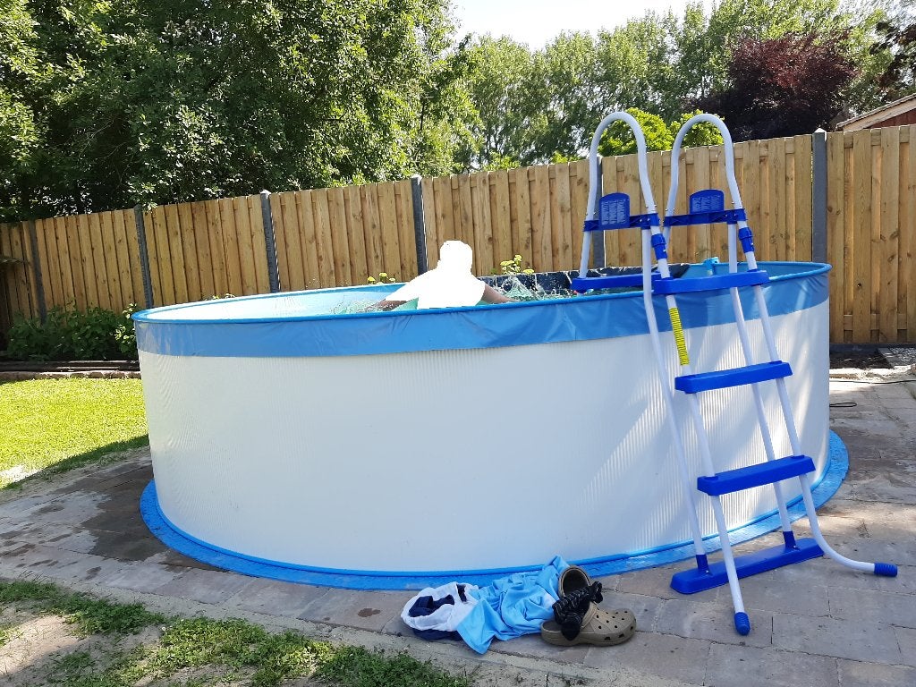 Zwembad staal 350 x 90 zéér compleet, Ophalen, 80 tot 120 cm, Rond, 300 cm of meer