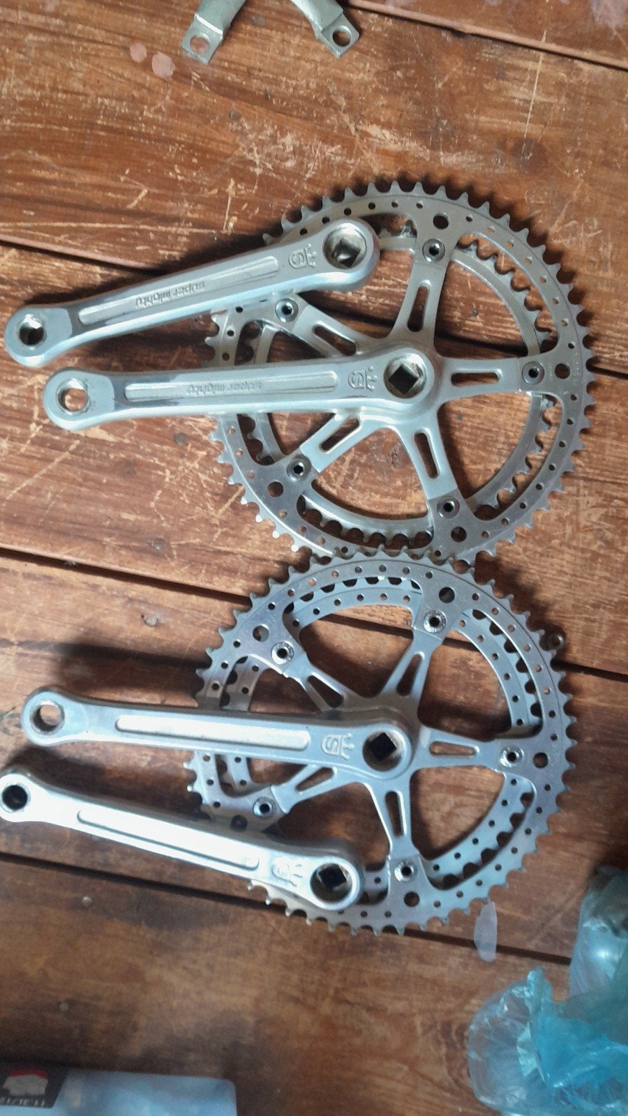 sugino super mighty crankset, Crankstel of Pedalen, Gebruikt, Ophalen of Verzenden, Aluminium
