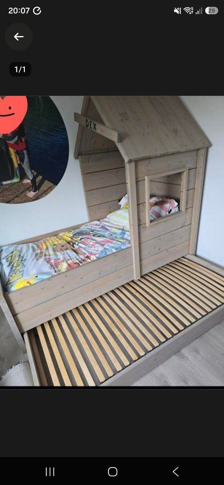 Uitschuifbed huisje - perfect voor logeerpartijtjes!, Huisbed, Overige kleuren, Tweepersoons, Ophalen of Verzenden