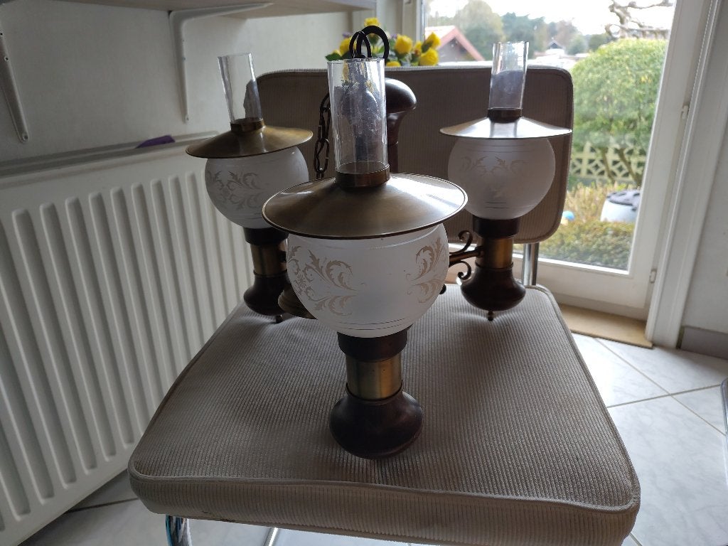 Hanglamp/kroonluchter antiek/vintage/landelijk, Ophalen, Gebruikt, Glas, Antiek/vintage/landelijk