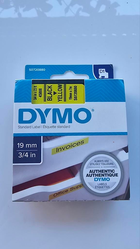 DYMO originele D1 labels | Zwarte Tekst op Geel Label | 19 m, Computers en Software, Labelprinters, Ophalen of Verzenden, Nieuw