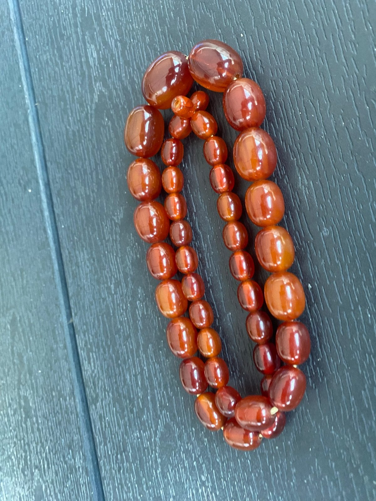 Vintage Amberkleurige Kralenketting - Uniek Design, Sieraden, Tassen en Uiterlijk, Kettingen, Ophalen of Verzenden, Zo goed als nieuw
