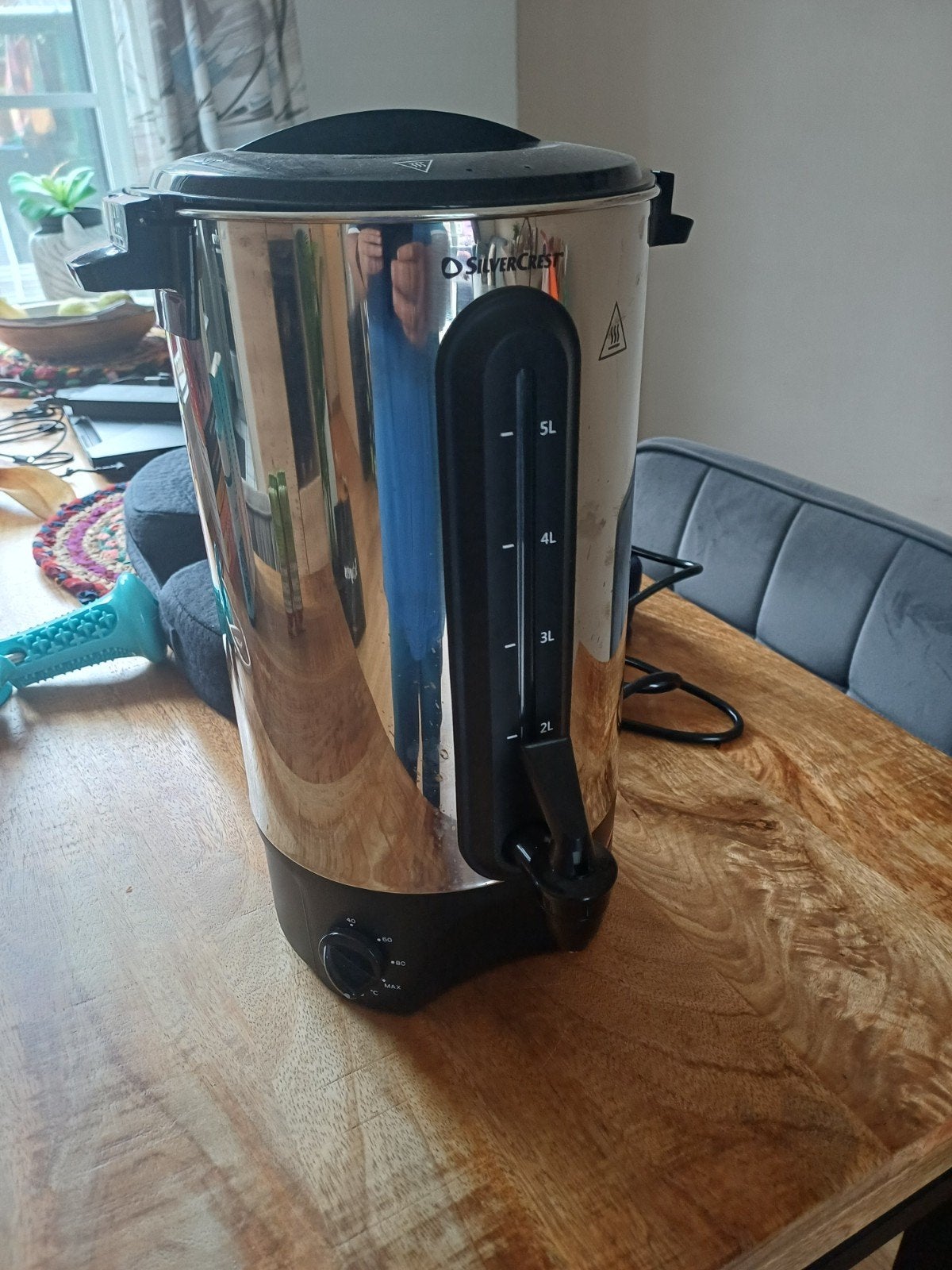 Silvercrest Heetwaterdispenser 5L - Warmhoudfunctie, 2 liter of meer, Ophalen, Gebruikt, Rvs