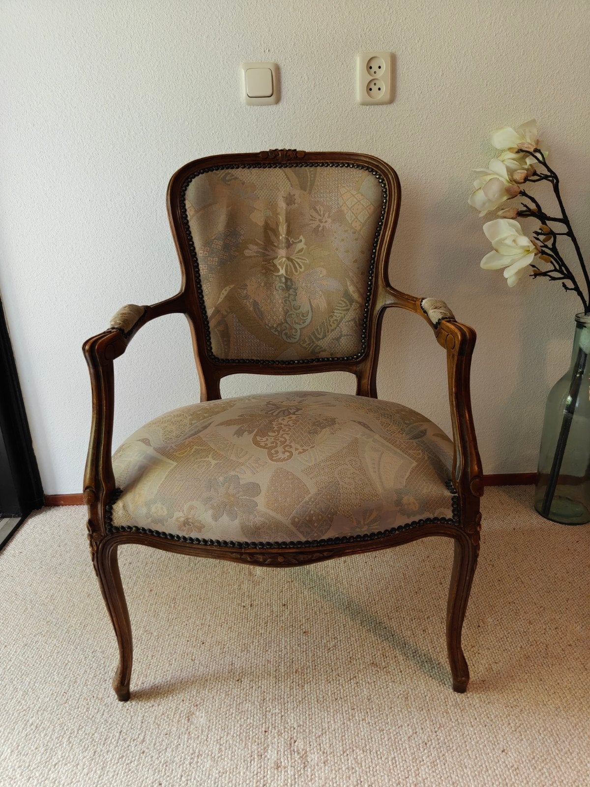 Vintage fauteuil, Ophalen, Hout, Gebruikt, Louis XV-stijl / Rococo