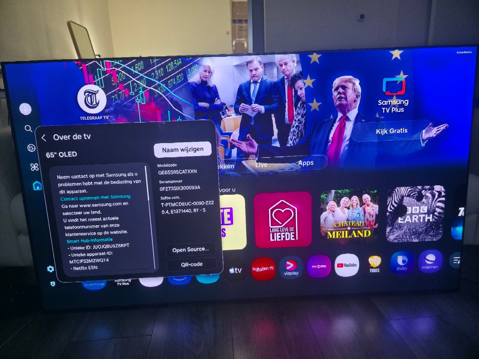 Samsung S95C QD OLED 65" - met kleine beschadiging, Audio, Tv en Foto, Televisies, Ophalen, Gebruikt, Samsung, 100 cm of meer