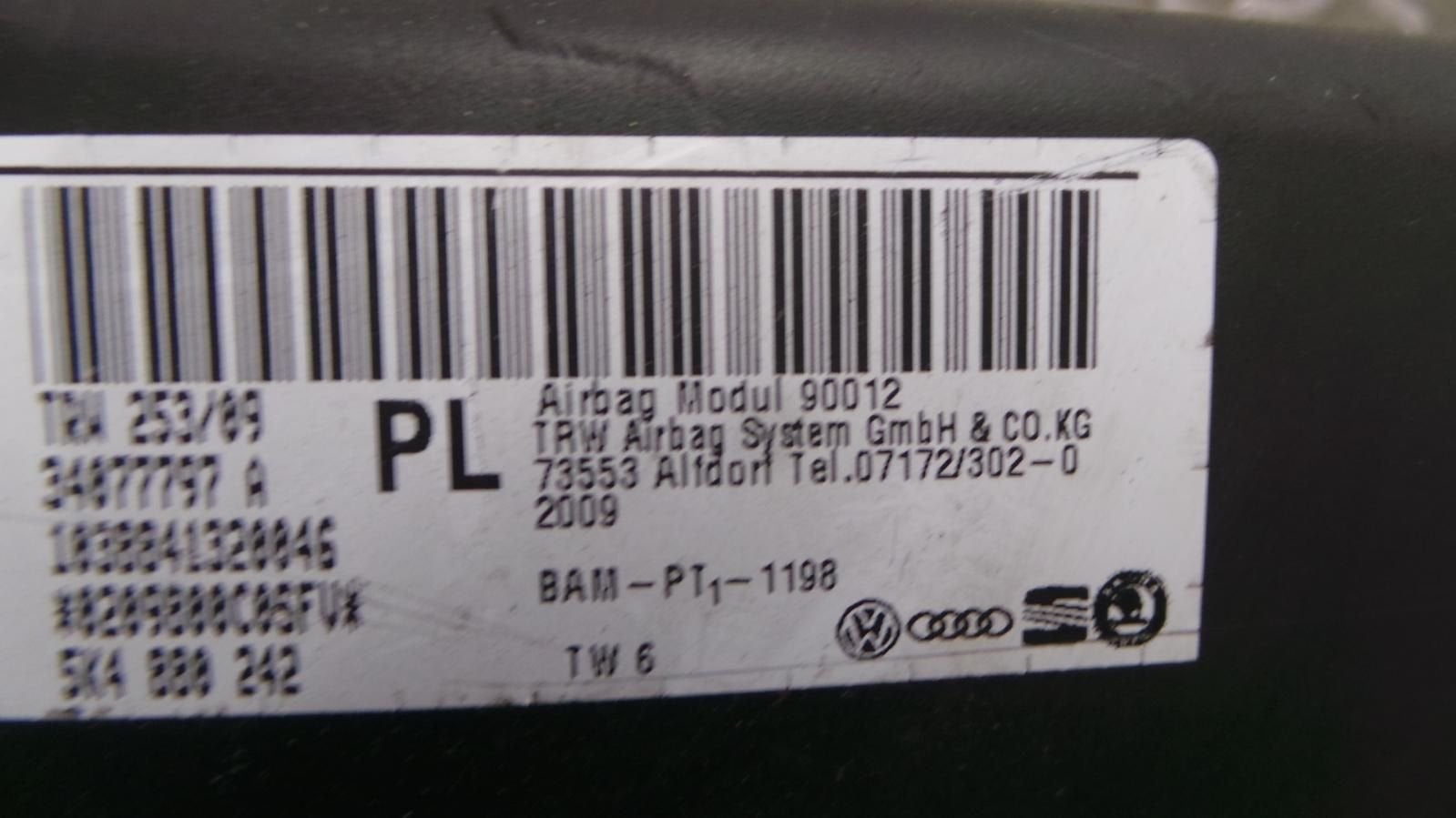 VOLKSWAGEN GOLF AIRBAG RECHTS 5K4880242 2009, Ophalen of Verzenden, Gebruikt, ARN erkend