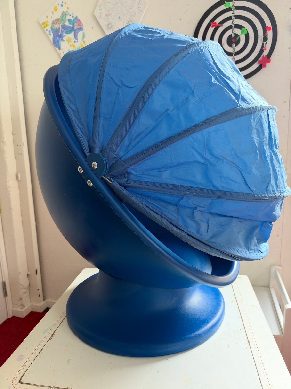 Ikea Lomsk blauwe kinderstoel met inklapbare kap, Ophalen, Gebruikt, Overige typen