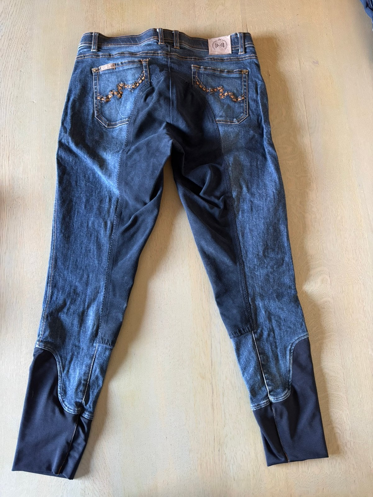 Rijbroek jeans mt 42 (valt klein), Dieren en Toebehoren, Paardrijkleding, Blauw, Dressuur, Zo goed als nieuw, M