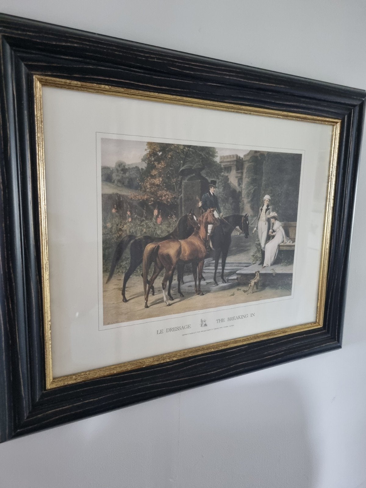 Ingelijste print 'Le Dressage / The Breaking In' - 39x29 cm, Dieren, Ophalen of Verzenden, Klassiek, Print