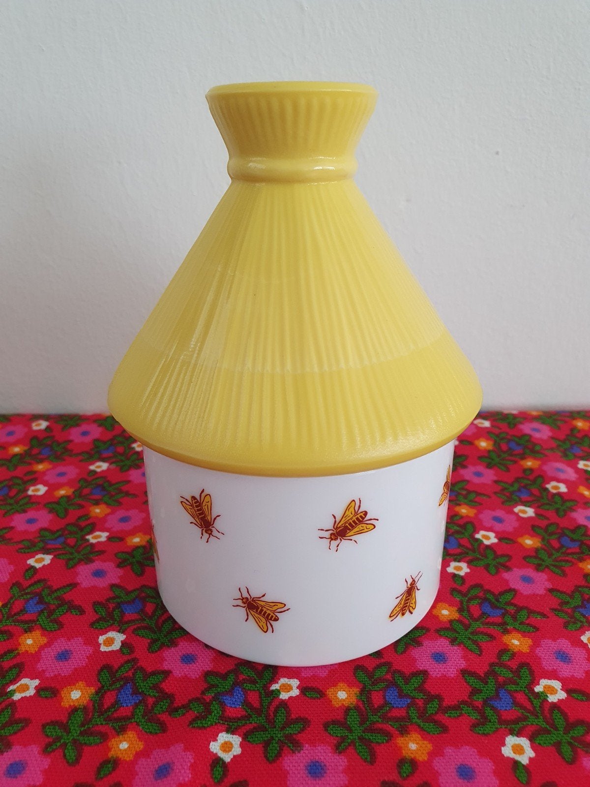 Vintage honingpot bijenkorf melkglas opaline +/- 6.5 cm, Huis en Inrichting, Ophalen of Verzenden, Zo goed als nieuw, Glas, Vintage