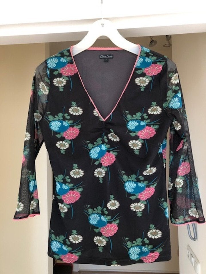 KING LOUIE SHIRT BLOEM VOILE (L), Verzenden, Zwart, Maat 42/44 (L), Zo goed als nieuw