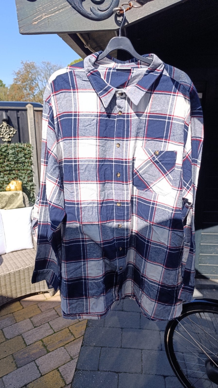 Nieuw geruit overhemd 6XL - Blauw, wit, rood, Meerkleurig, Nieuw, Ophalen of Verzenden, Overige halswijdtes