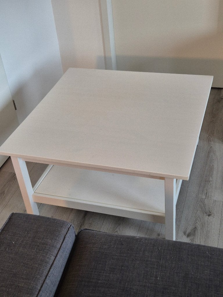 IKEA HEMNES witte salontafel 90x90cm met opbergplank, Ophalen, Gebruikt, 1 of 2 laden, 75 cm of meer