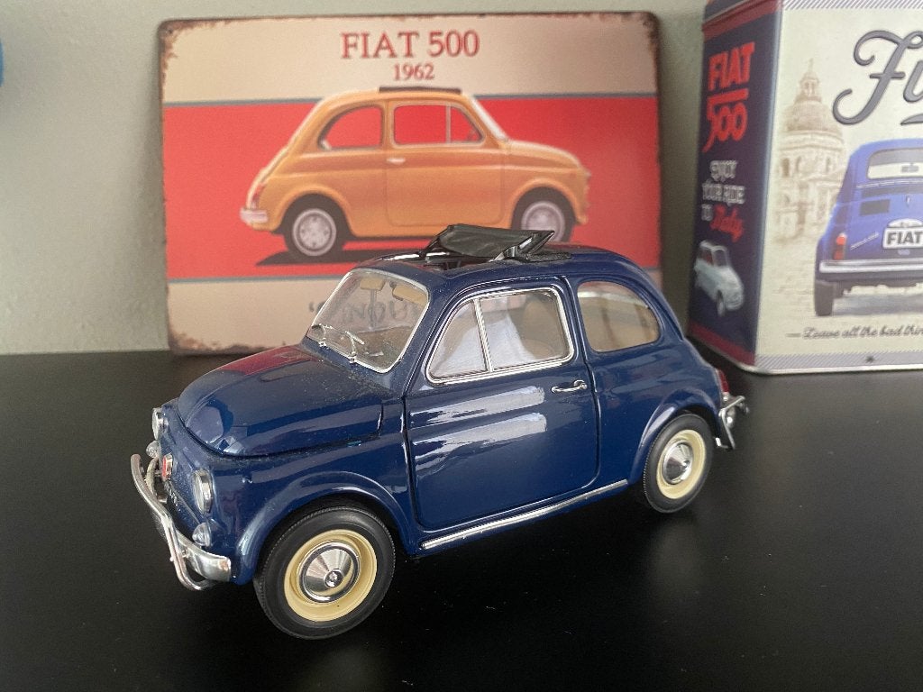 Fiat 500 1:16  blauw, Ophalen of Verzenden, Nieuw, Auto