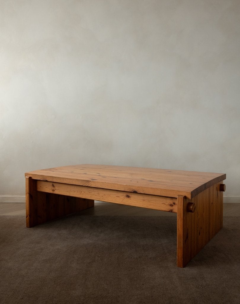 Vintage grenen brutalist salontafel Yngve Ekström Swedese, Ophalen
