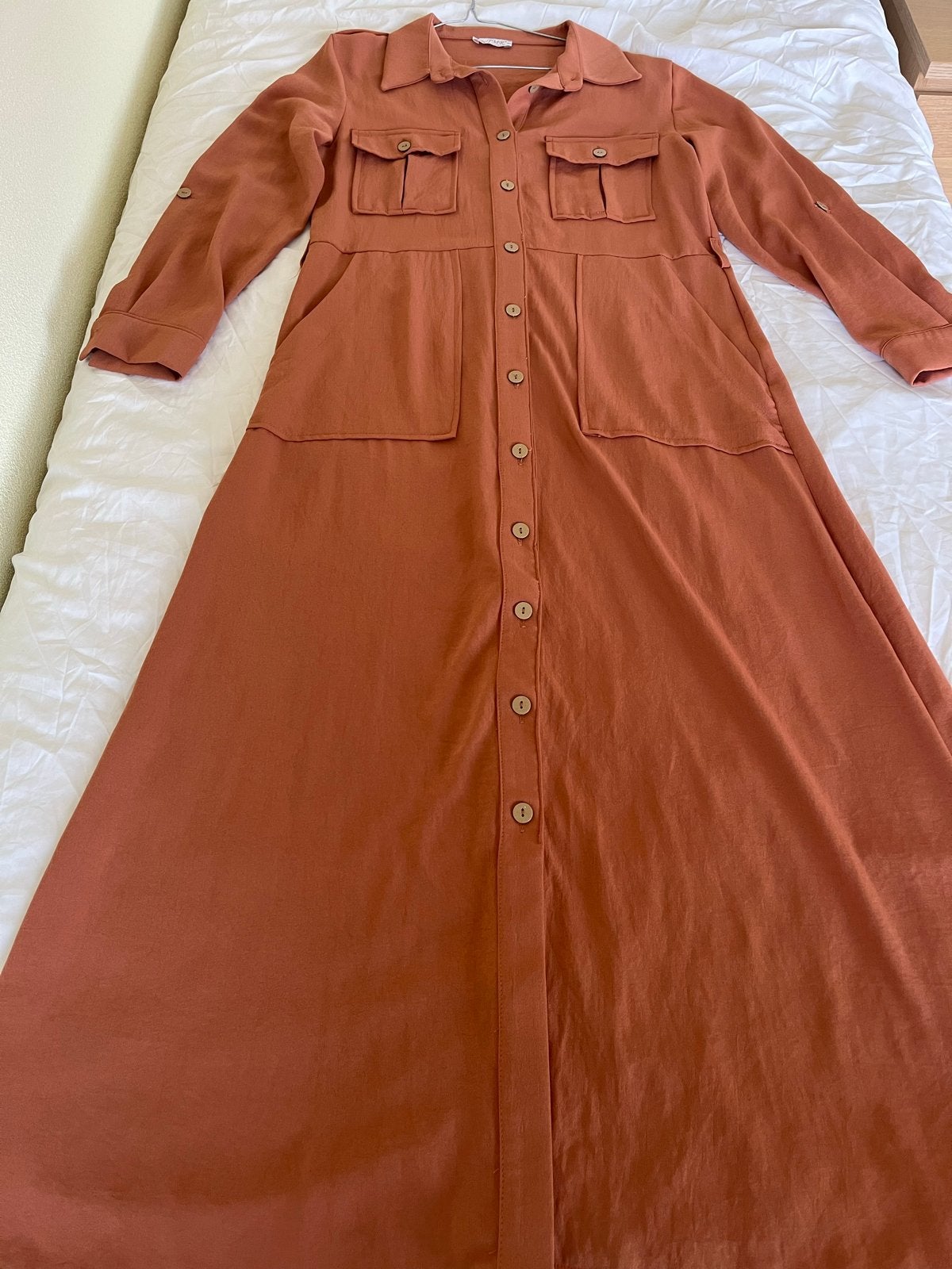 Koraalkleurige maxi jurk maat L/40/12, zo goed als nieuw, Ophalen of Verzenden, Zo goed als nieuw, Maat 42/44 (L), Oranje